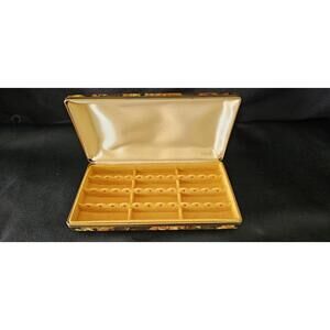 Vintage Mele Travel Jewelry Hard Case Box Clamshell Earrings Tortoise Shell Gold